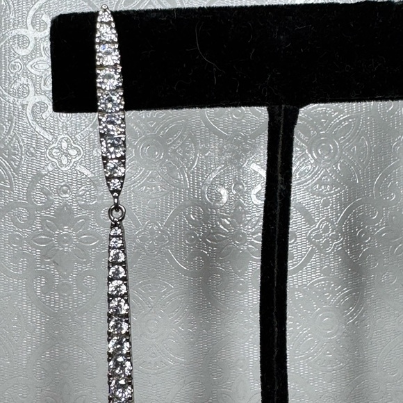 Sterling silver and CZ dangle bar post earrings - Picture 9 of 13